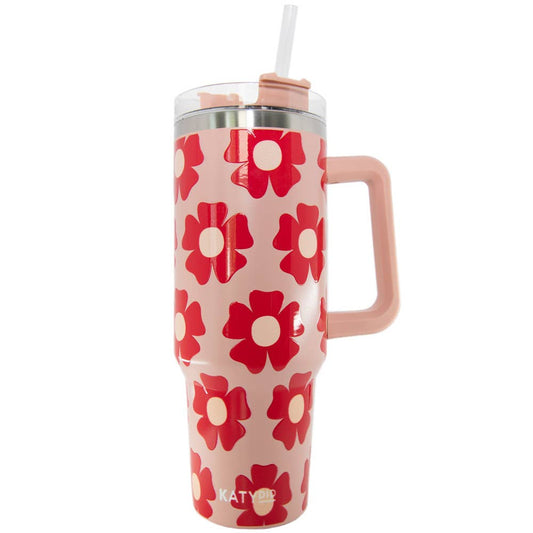 Hot Pink 40 Oz Tumbler Cup with Handle