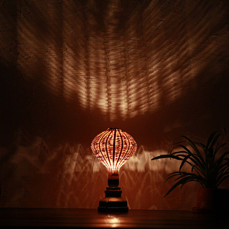 Stella Table Lamp Modern Bamboo Wood Desk Light Light With Shade