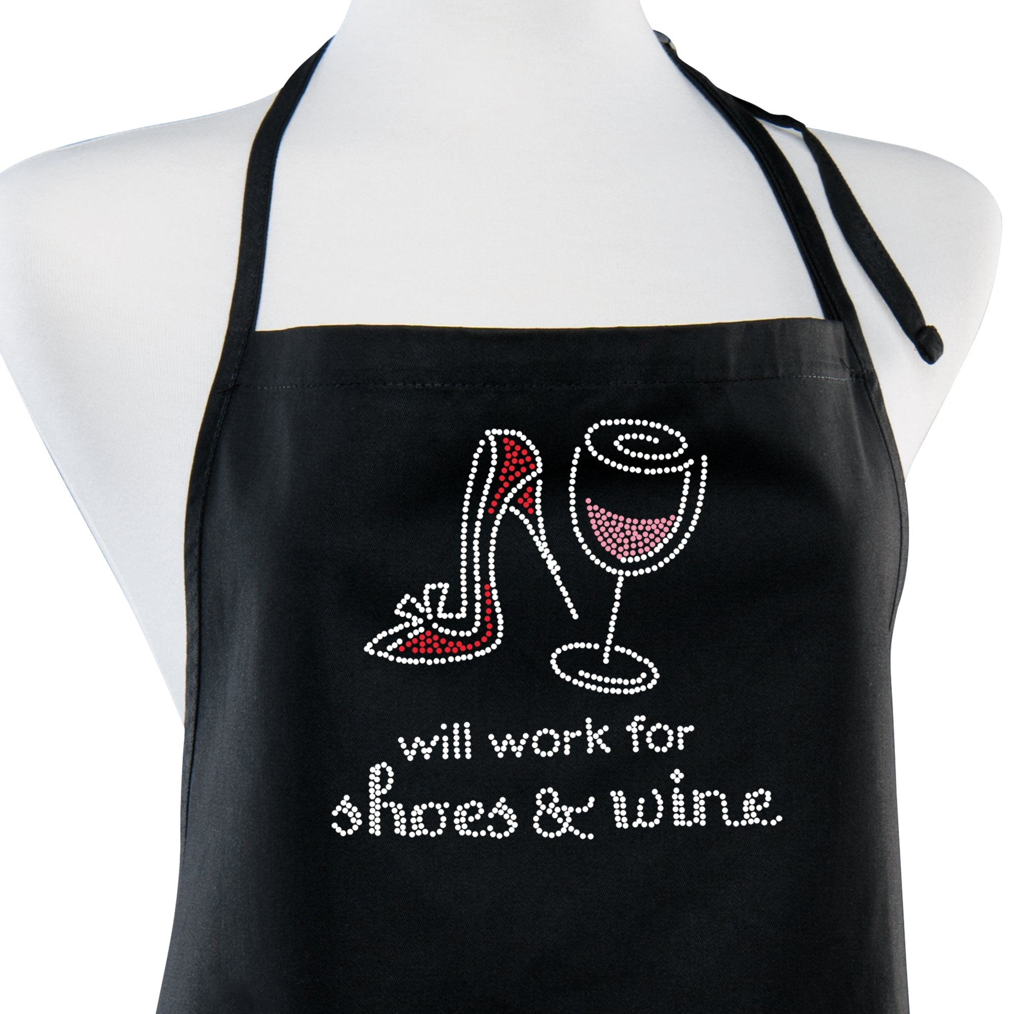 Shoes & Wine Rhinestone Apron – Chris's Stuff, Inc