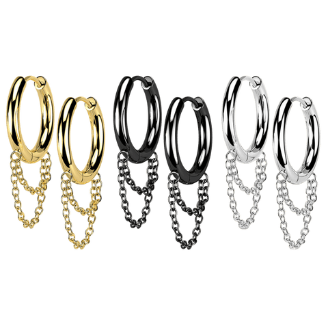 hoops in chain stainless steel earrings
