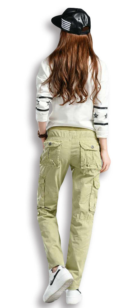 womens elasticated waist cargo trousers