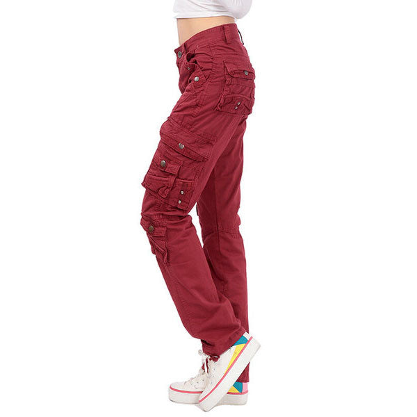 red cargo trousers womens