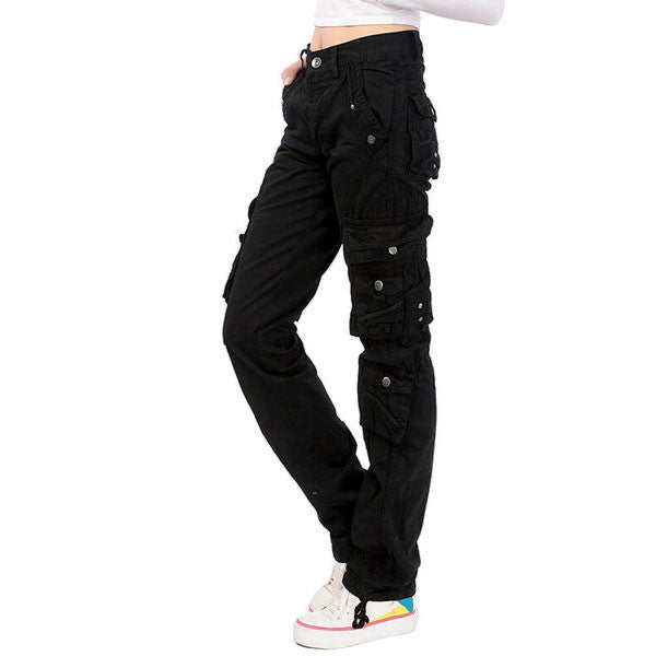 womens black cargo capris