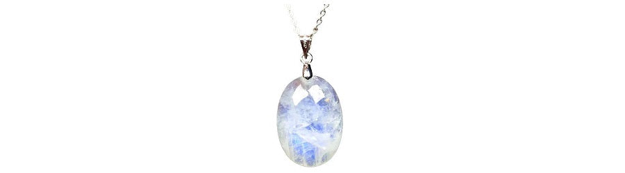 Pendentif Pierre de Lune Azur bleue