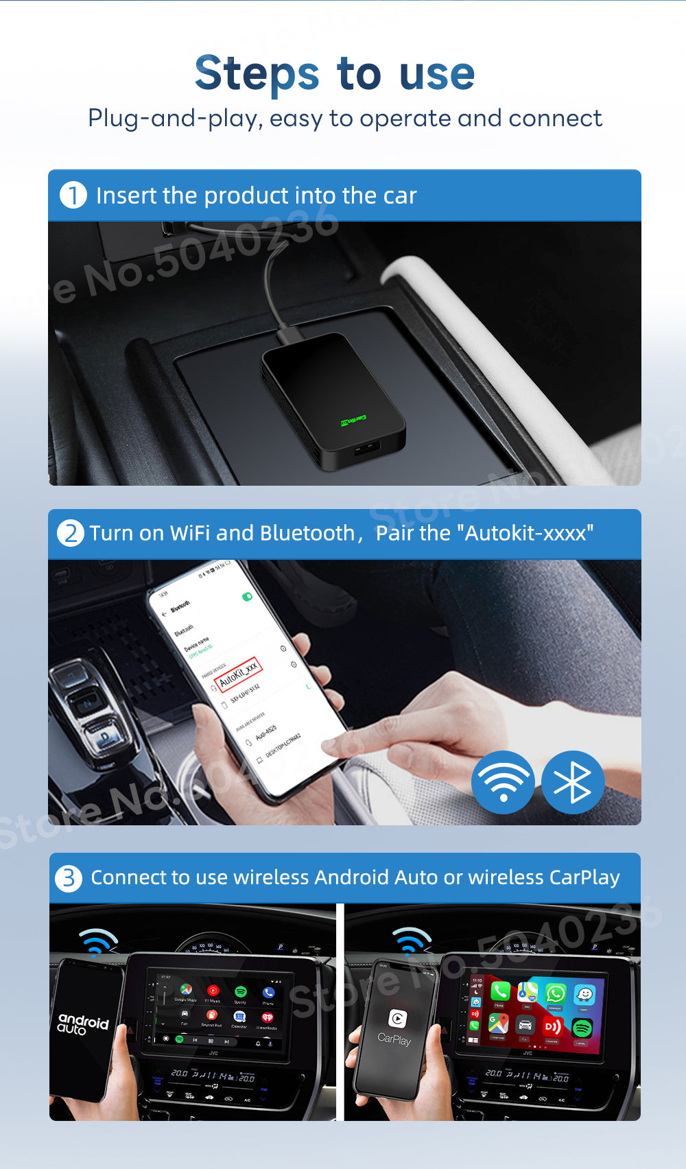 Carlinkit 4.0 CarPlay sans Fil et Android Auto 2 en 1,Convient aux Voitures  avec Fonction carplay(année de Fabrication: 2017 à 2023) 5GHz WiFi  Auto-Connect Plug and Play : : Auto et Moto