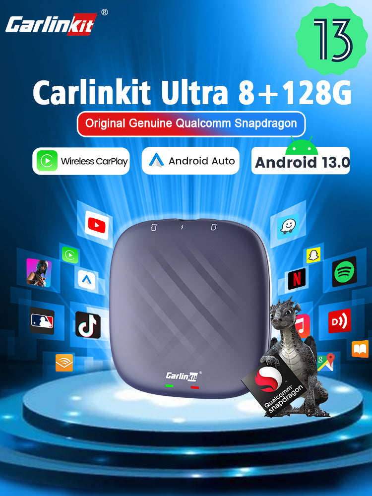CarlinKit Wireless CarPlay Ai Box Android 13 Plus 665 4GLTE Netflix   TV Android Auto Apple Car Play Streaming Box FOTA Size: QCM6125 8G 128G,  Color: EM android 13