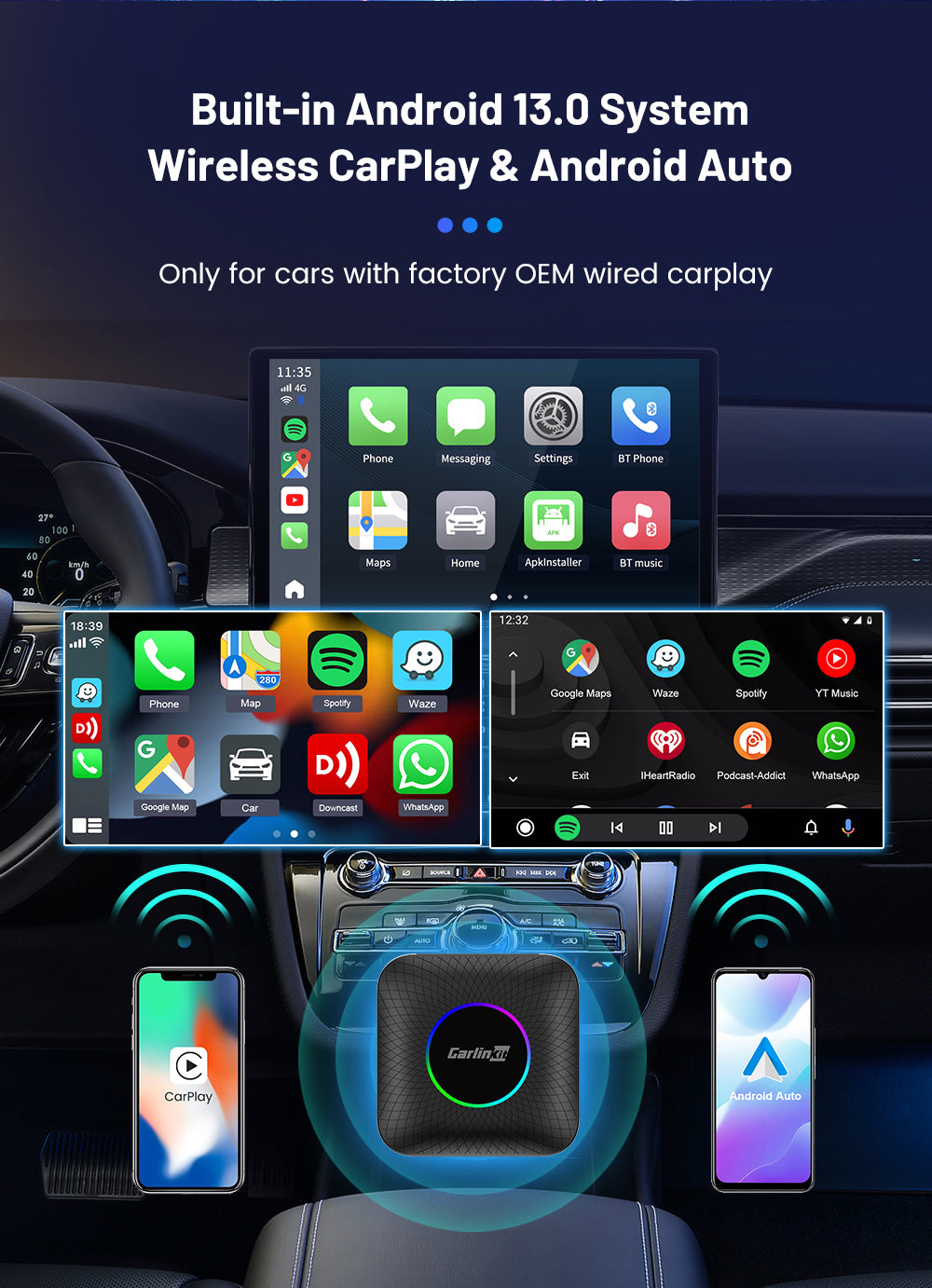 SDM660 CarlinKit CarPlay Ai Box Android 13 TV Box for Netflix