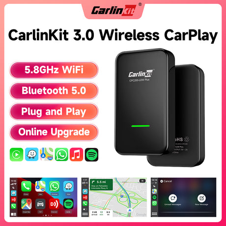 Adaptateur sans fil Carlinkit U2W Plus pour Apple CarPlay et Android Auto -  Noir 