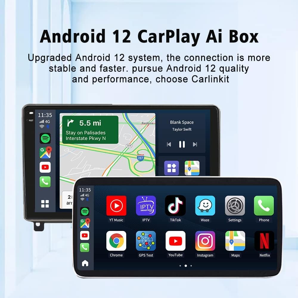 CarlinKit 2022 Carplay Ai Box 4G+64G 8 Core Android 12 Wireless Android  Auto Apple Carplay Multimedia Smart Ai Box