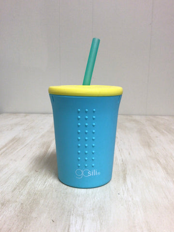 GoSili 16oz silicone reusable tumbler, eco-friendly drinking cup w/ lid &  straws