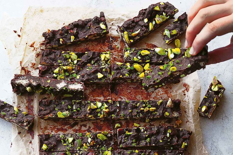 Mint and Pistachio Chocolate Fridge Cake