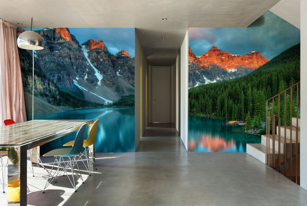 wall mural spring eco green summer wallphoto wallpaper art decor home interior design wallart banff national park calgary forest mountains sunrise