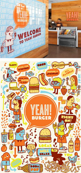 yeah burger wall mural installation decor wallpaper 