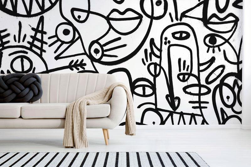 Abstract Faces Painting Wall Mural