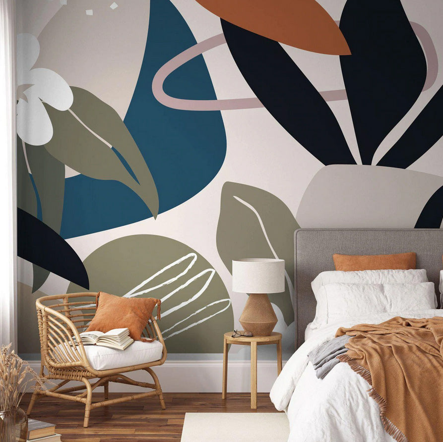 abstract floral wallpaper mural