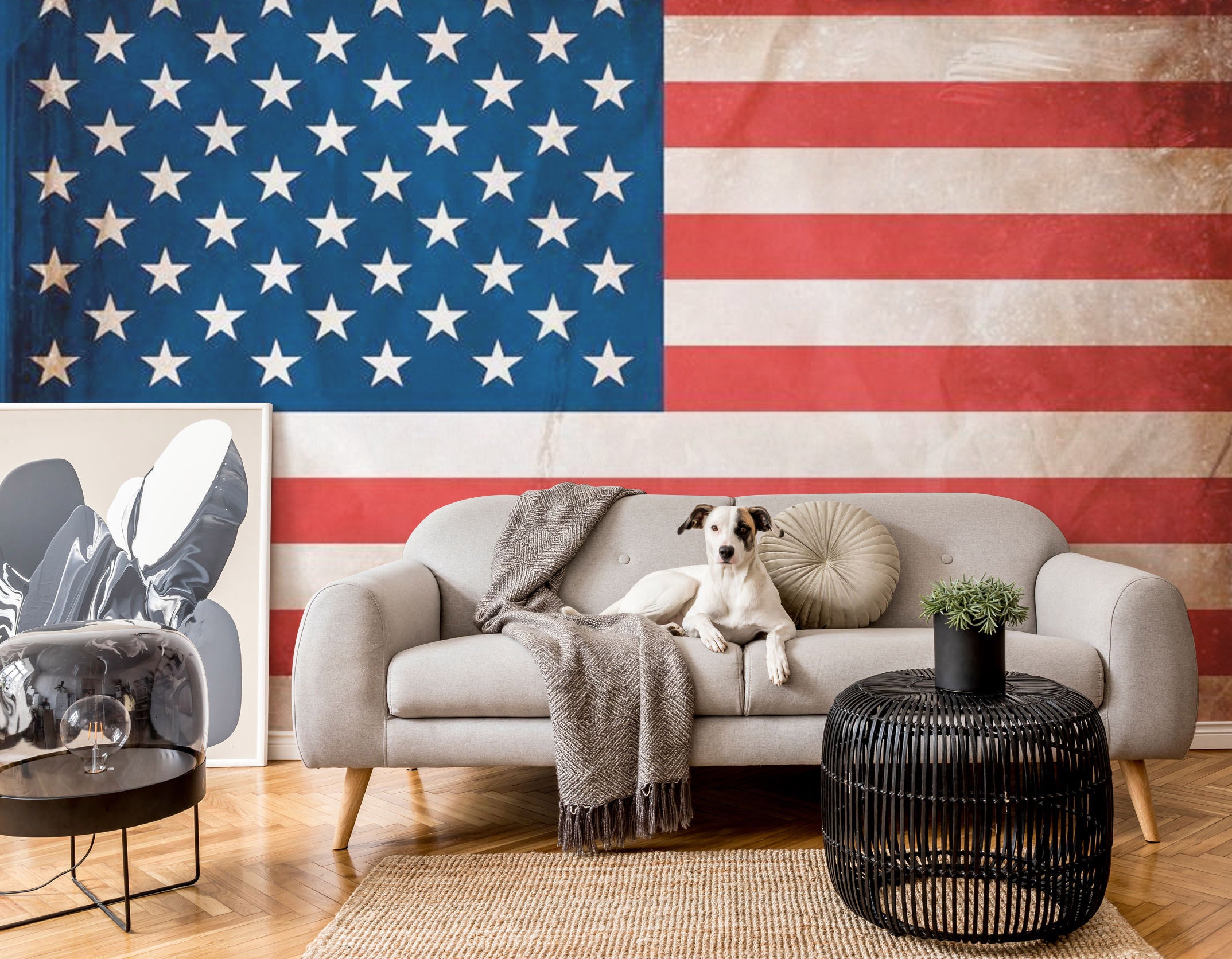 vintage american flag wall mural