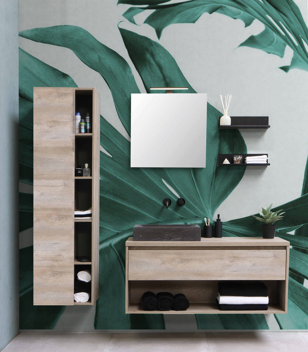 monstera leaf wallpaper mural for your bathroom