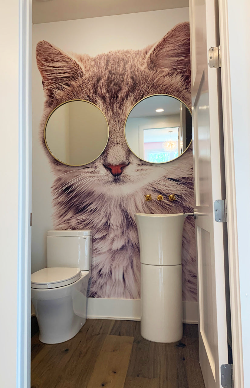 Cat Wallpaper in Powder room