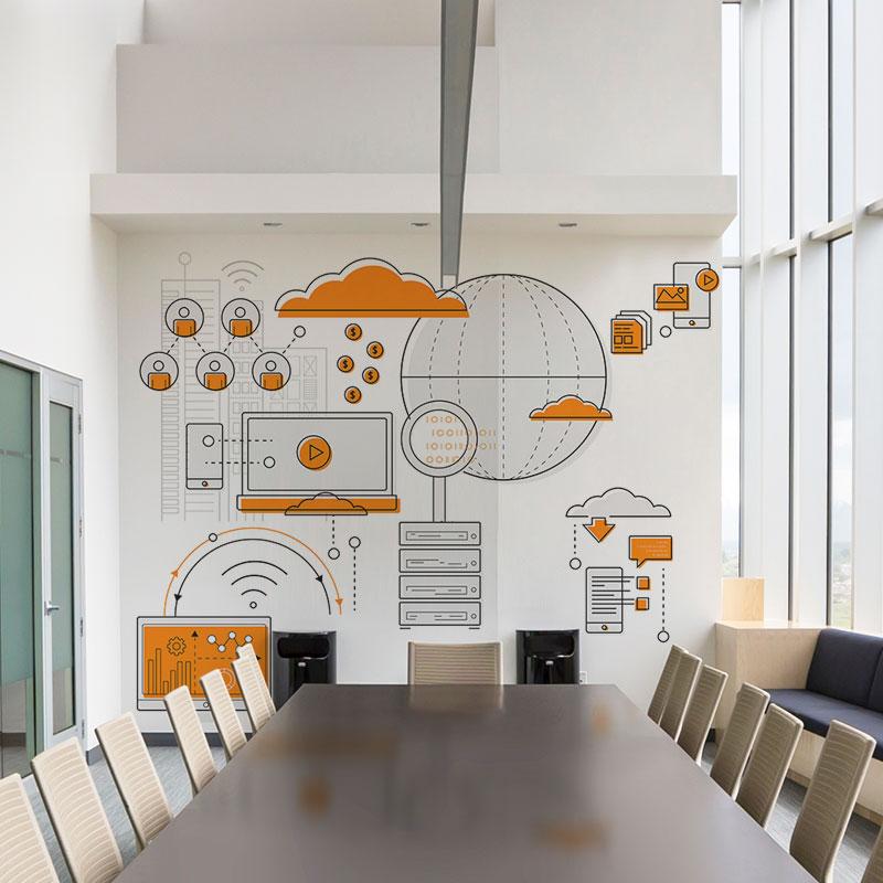 Wall Murals for businesses boardroom skyline eazywallz