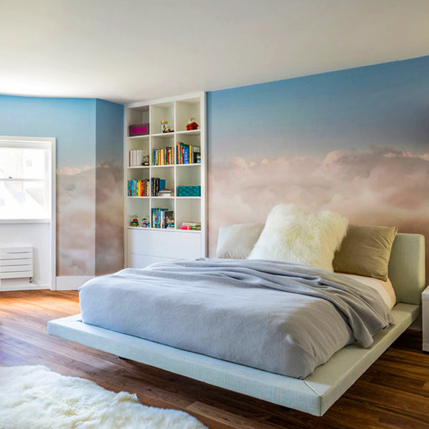 Clouds Wall Mural in a bedroom