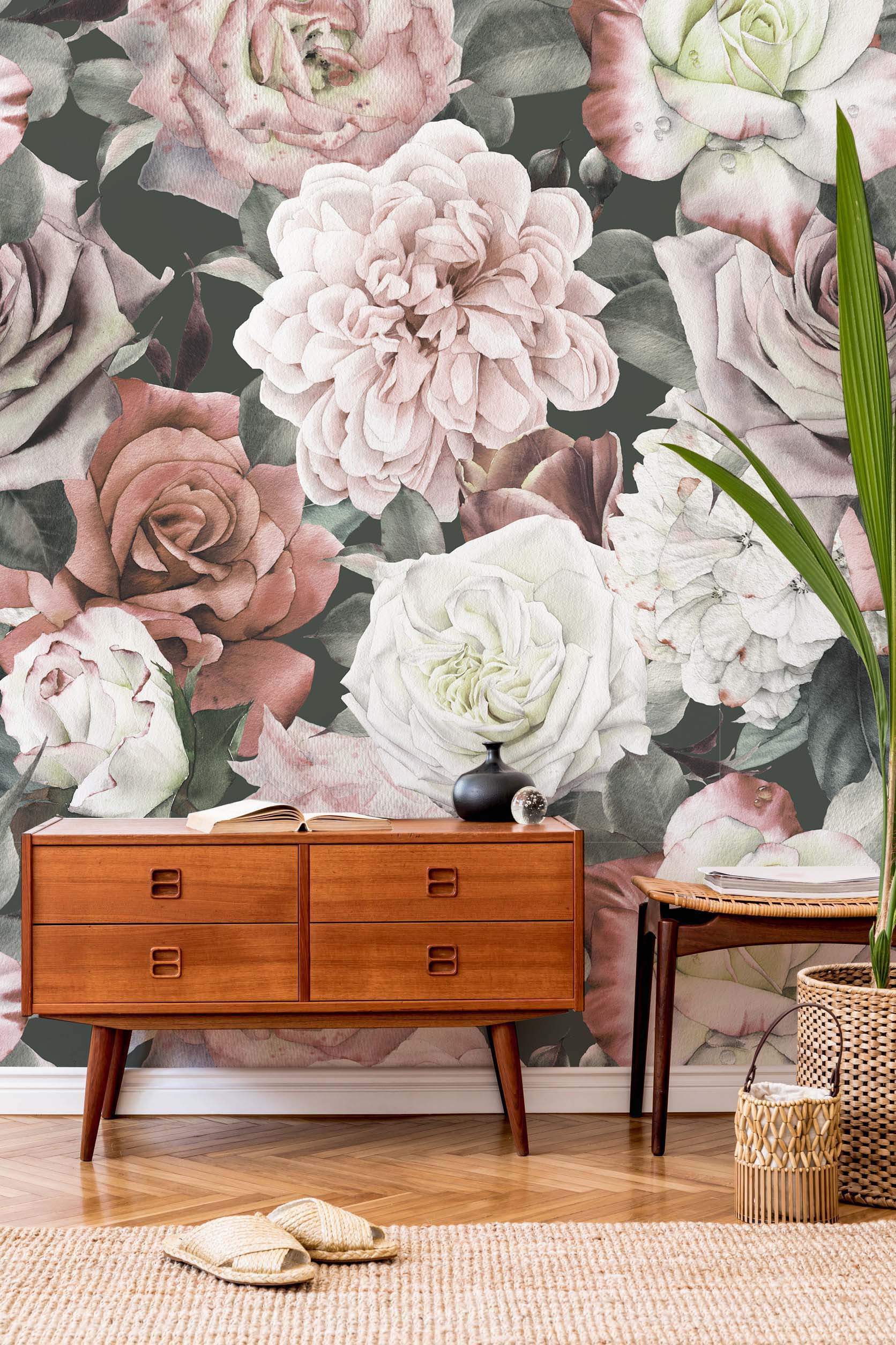 vintage floral removable wallpaper