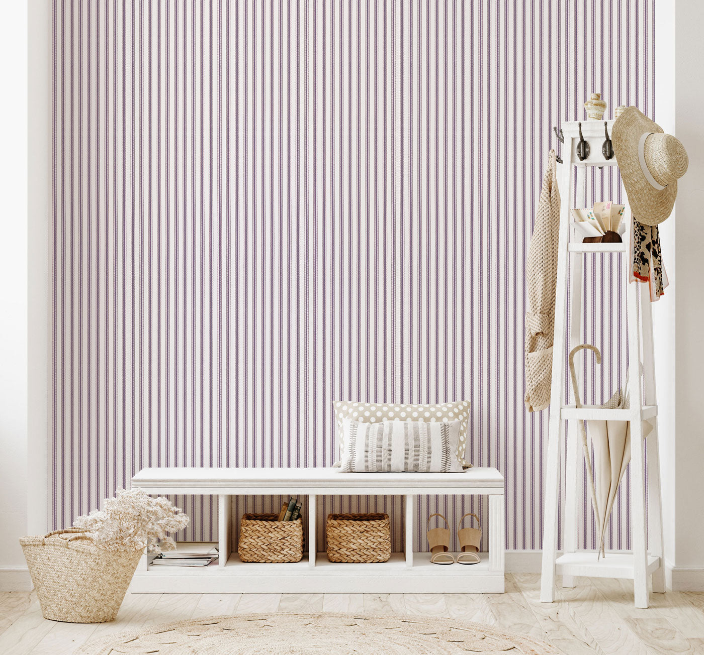 Lavender Knit Stripes Wallpaper