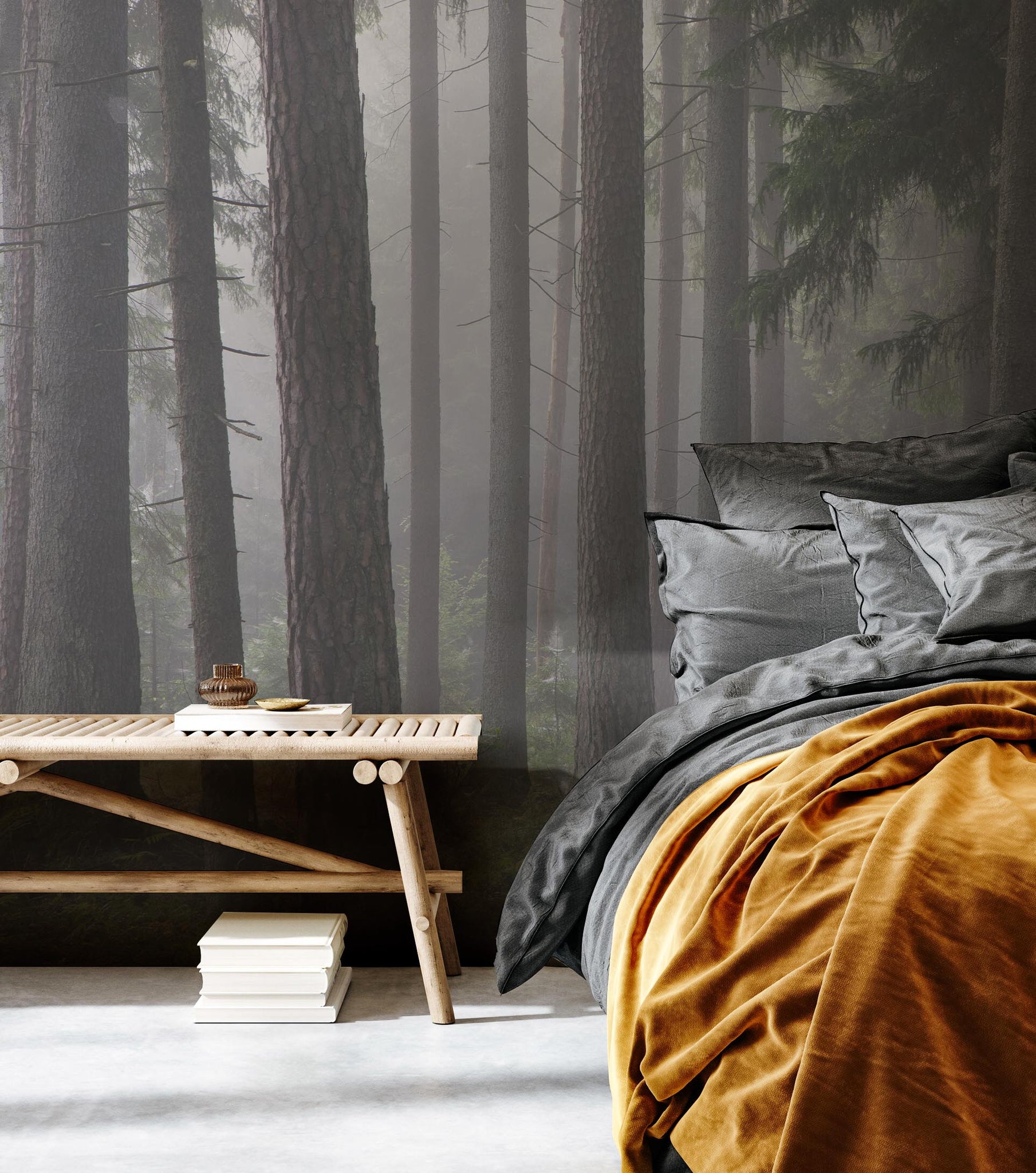 Misty Pine Forest Wallpaper Mural