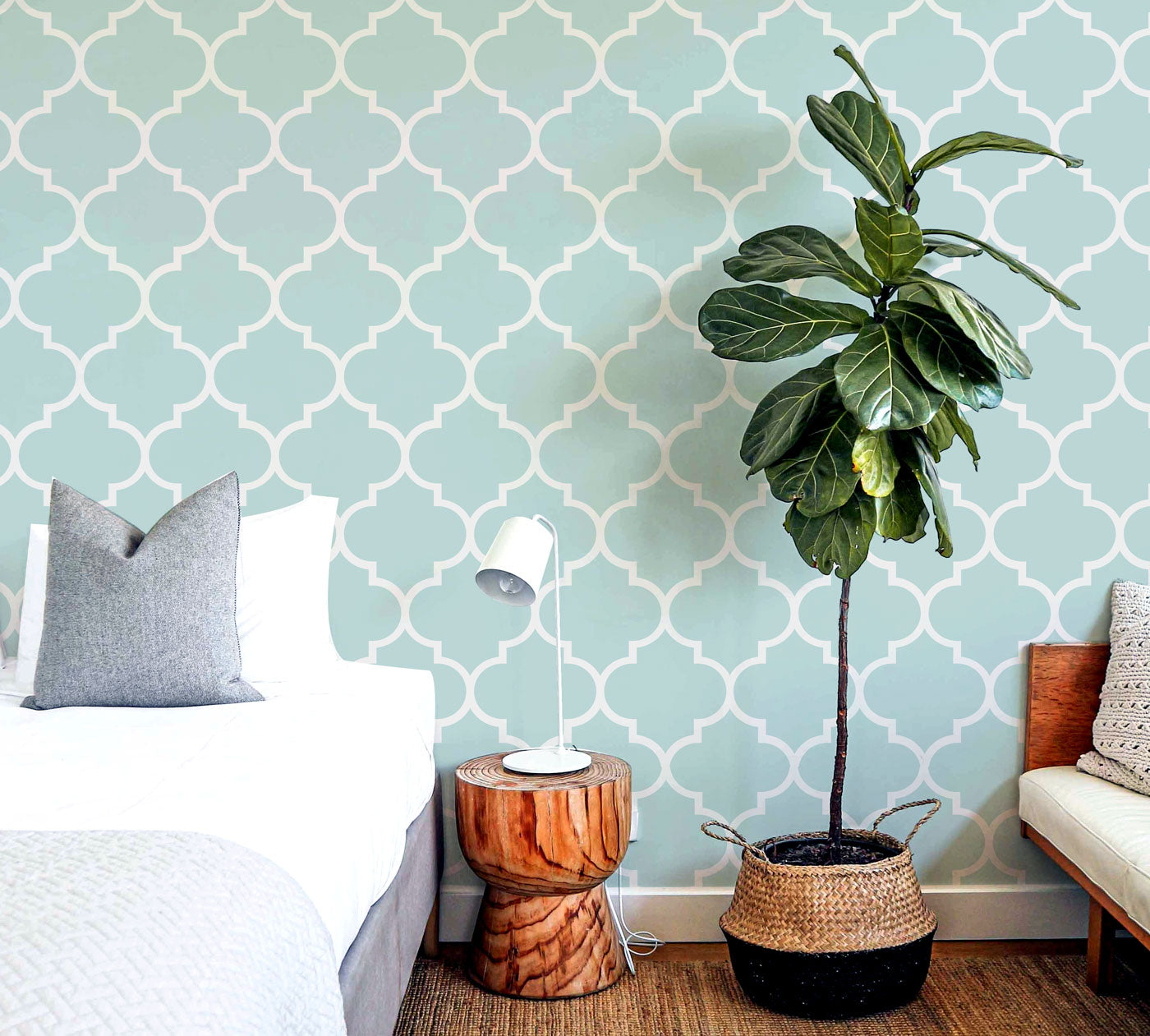 Mint Moroccan Tiles Wallpaper