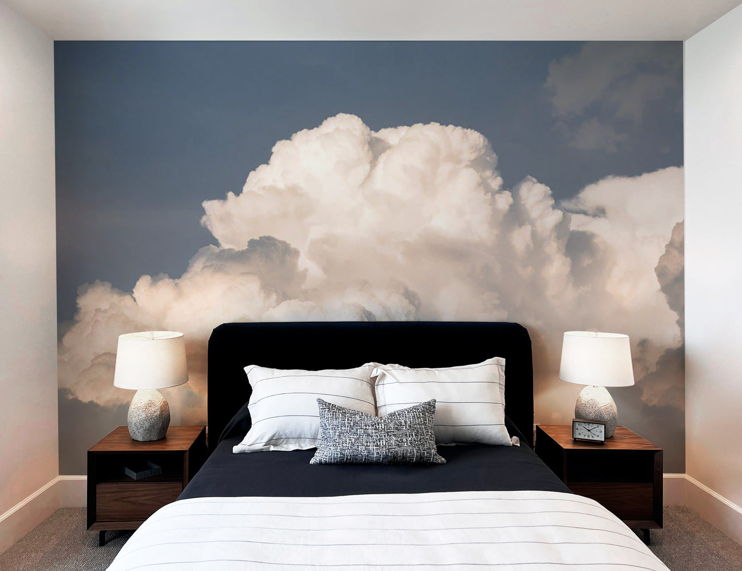 clouds behind the bed