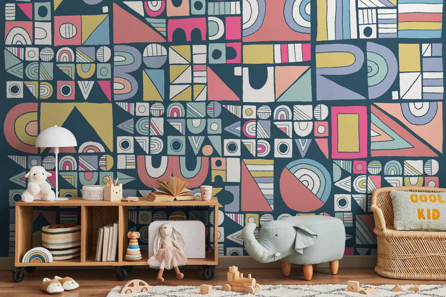 kids geometric wallpaper mural