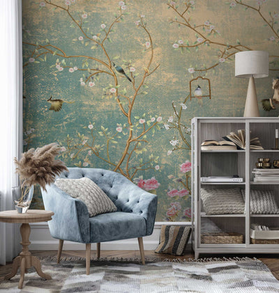 Vintage Chinoiserie Wall Mural | Floral Wallpaper | Eazywallz