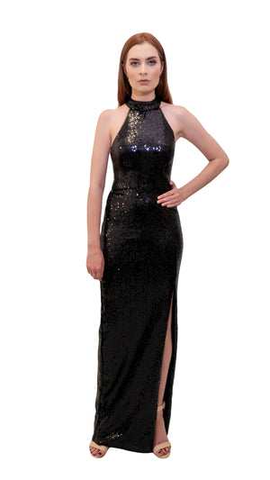 bariano black sequin dress