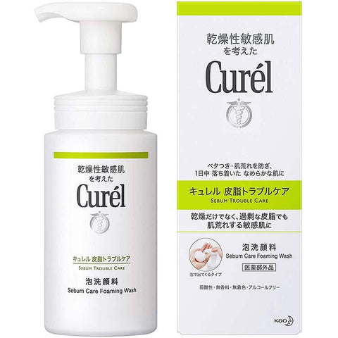 Curel Sebum Trouble Care Sebum Care Foaming Face Wash Cleanser 150ml, Japan No.1 Brand for Acne Prone Sensitive Skin Care Maskne Prevention