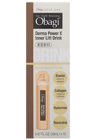 Goodsania Japan ROHTO Obagi Japan Line Skin Health Restoration Derma Power X Inner Lift Drink (Cosmetology Beauty Beverage) 20ml x 10 Collagen Elastin Hyaluronan Resveratrol