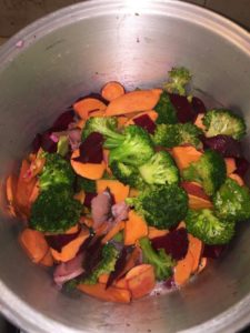 Vegetables added to the Elk stew