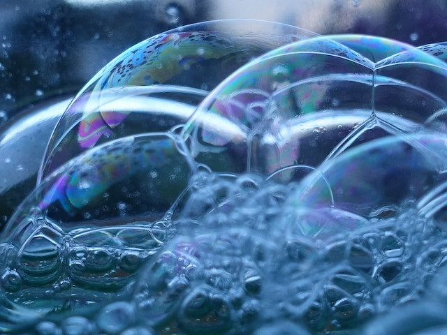 a close up of soap bubbles