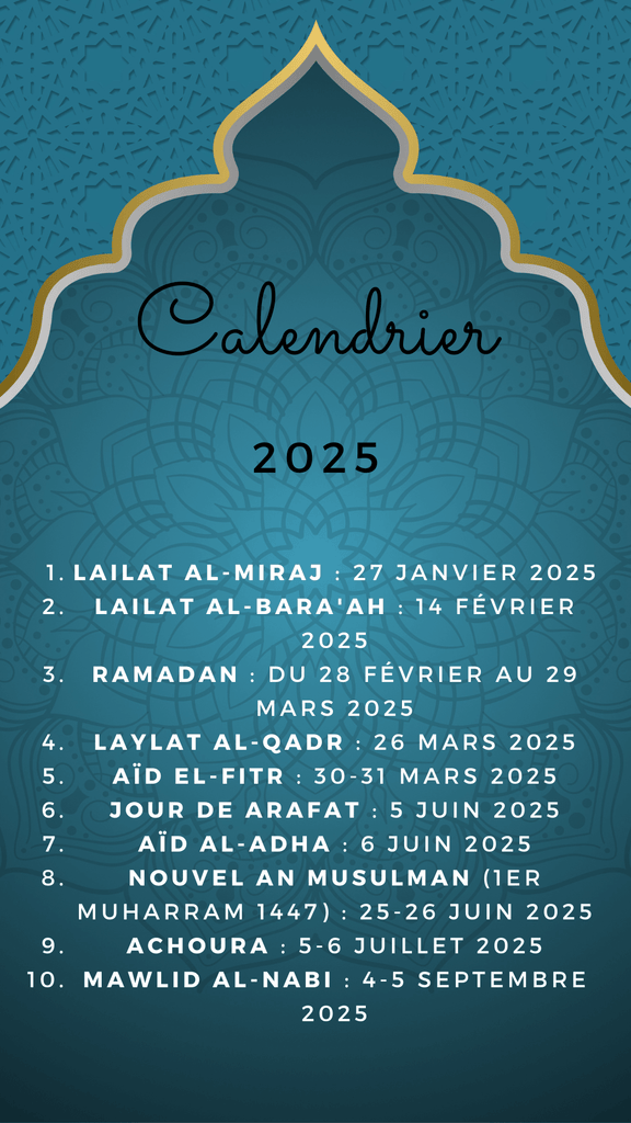 calendrier musulman 2025