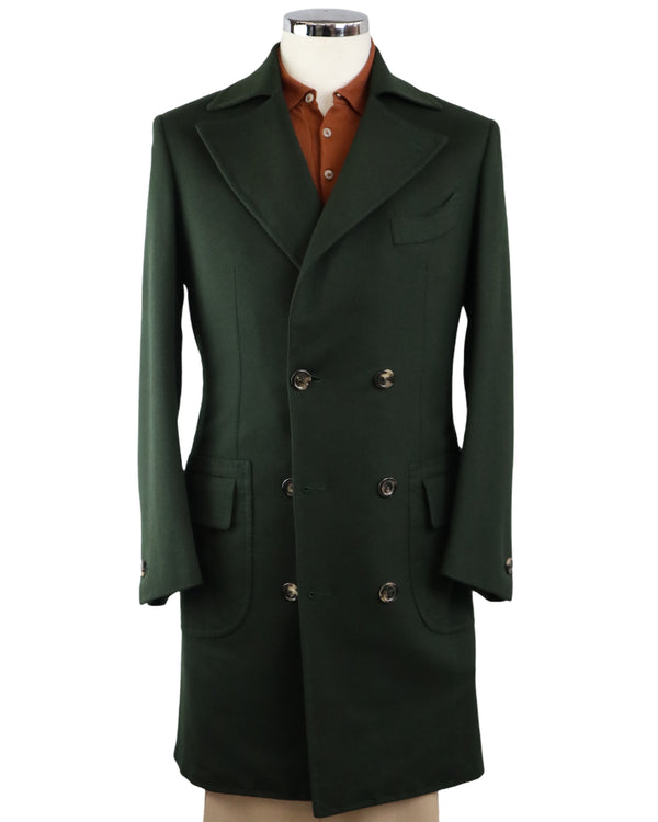 Hope English Green Double Breasted Overcoat - Sartoria Caracciolo