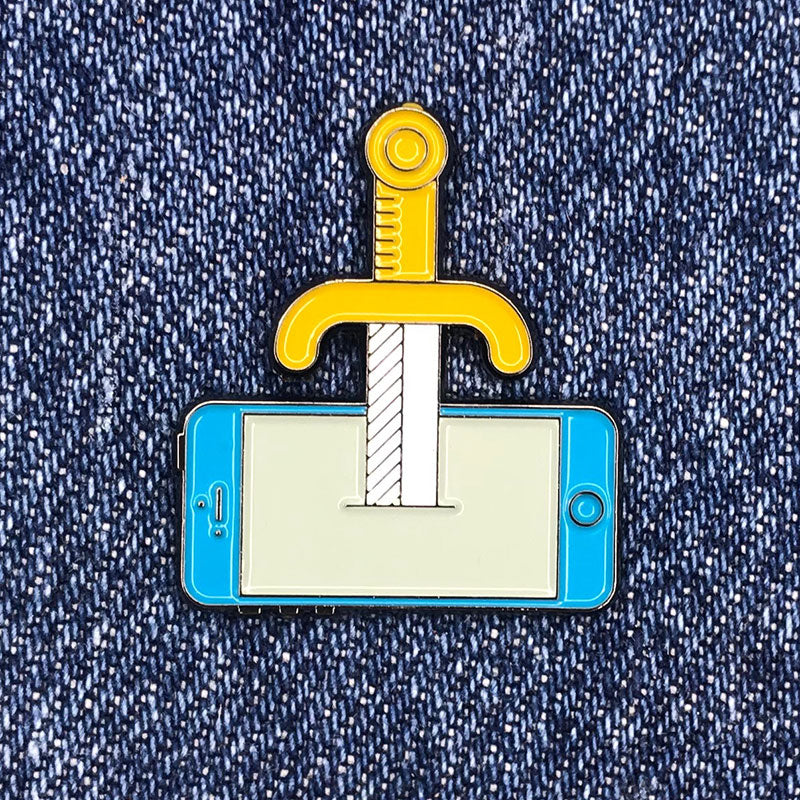 Sword In The Phone Enamel Pin Burlesque Of North America