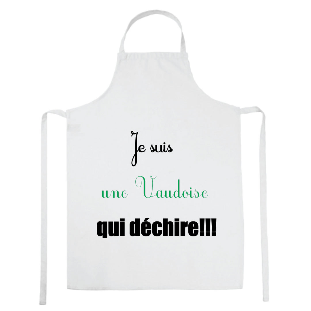 tablier de cuisine Quand-maman-dit-non-je-demande-a-mamie blanc