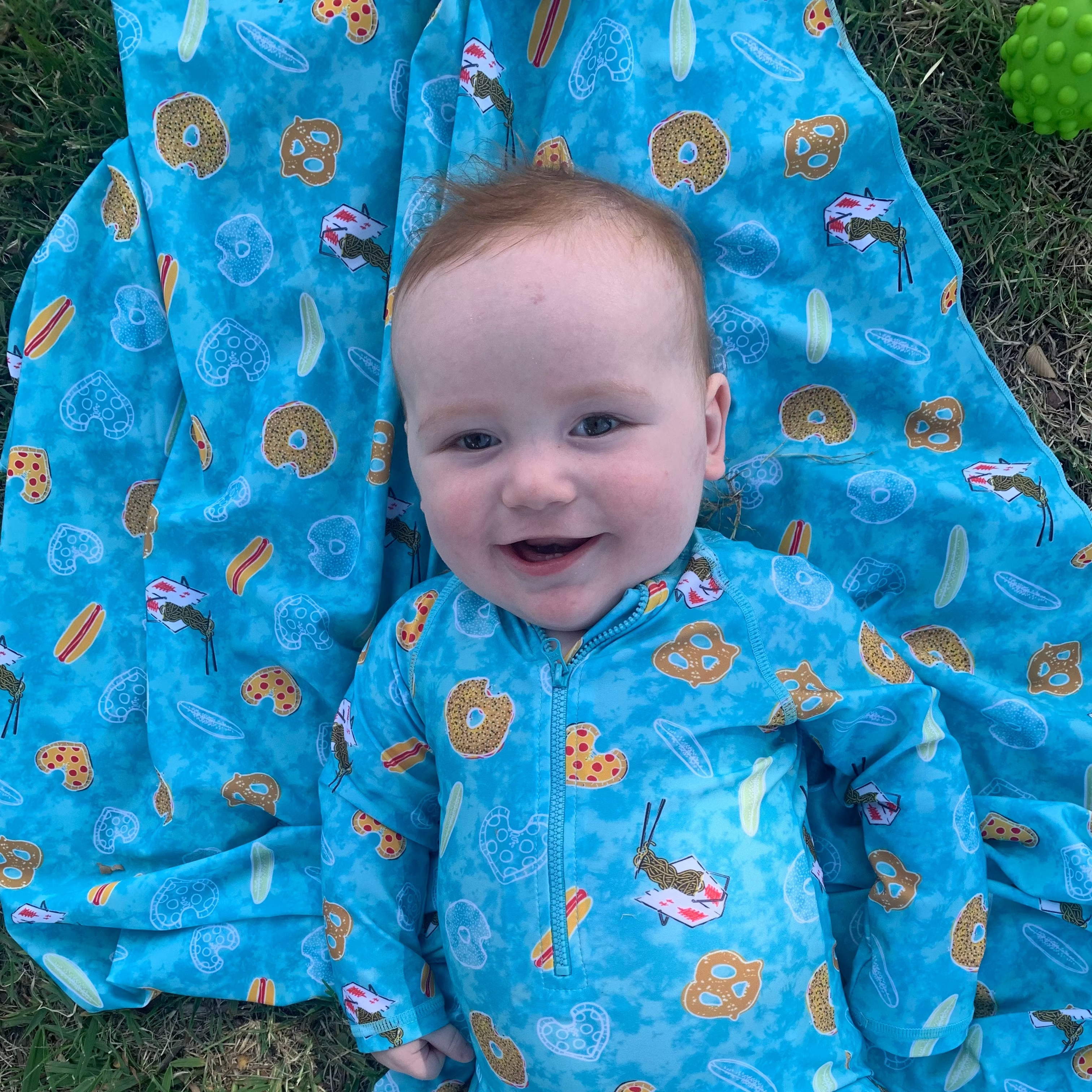 Tie Dye Baby Zip UPF 50+ Rash Guard - Aqua Multi