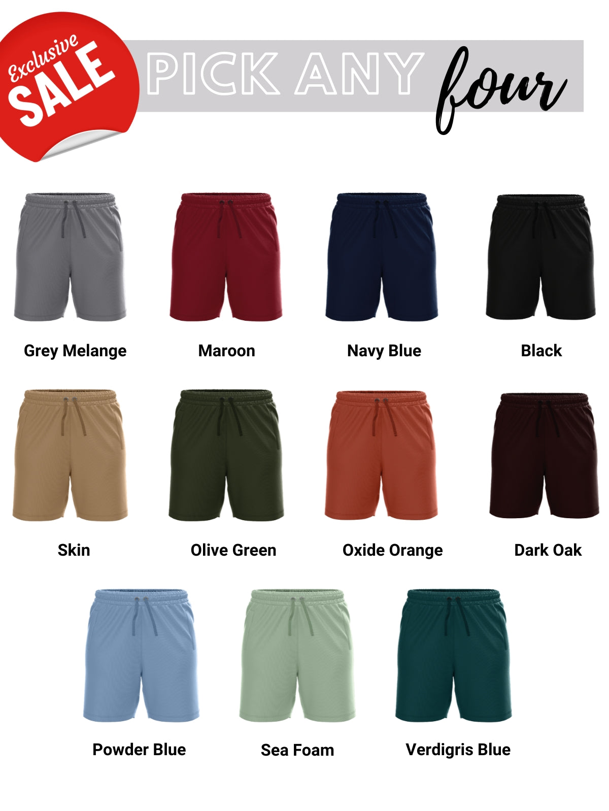 Pack Of 4 Men Shorts Combo