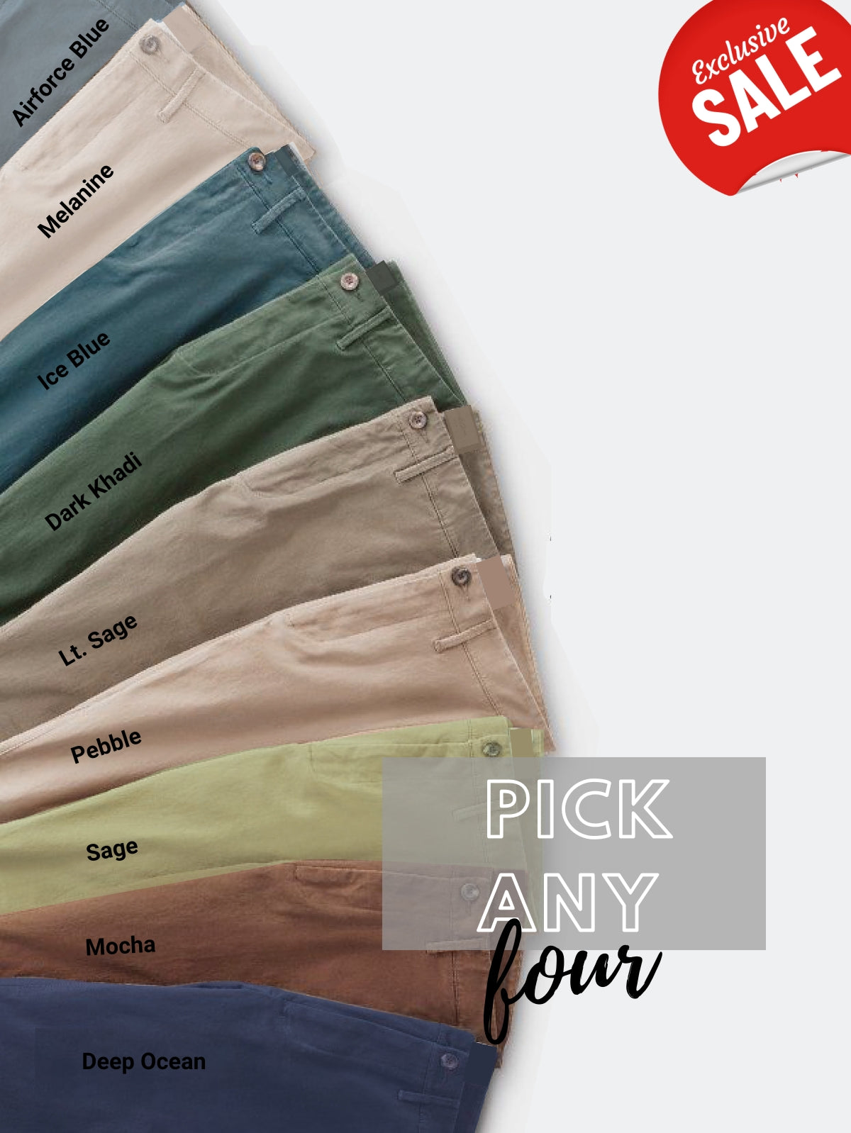 Pack Of 4 Chinos Combo