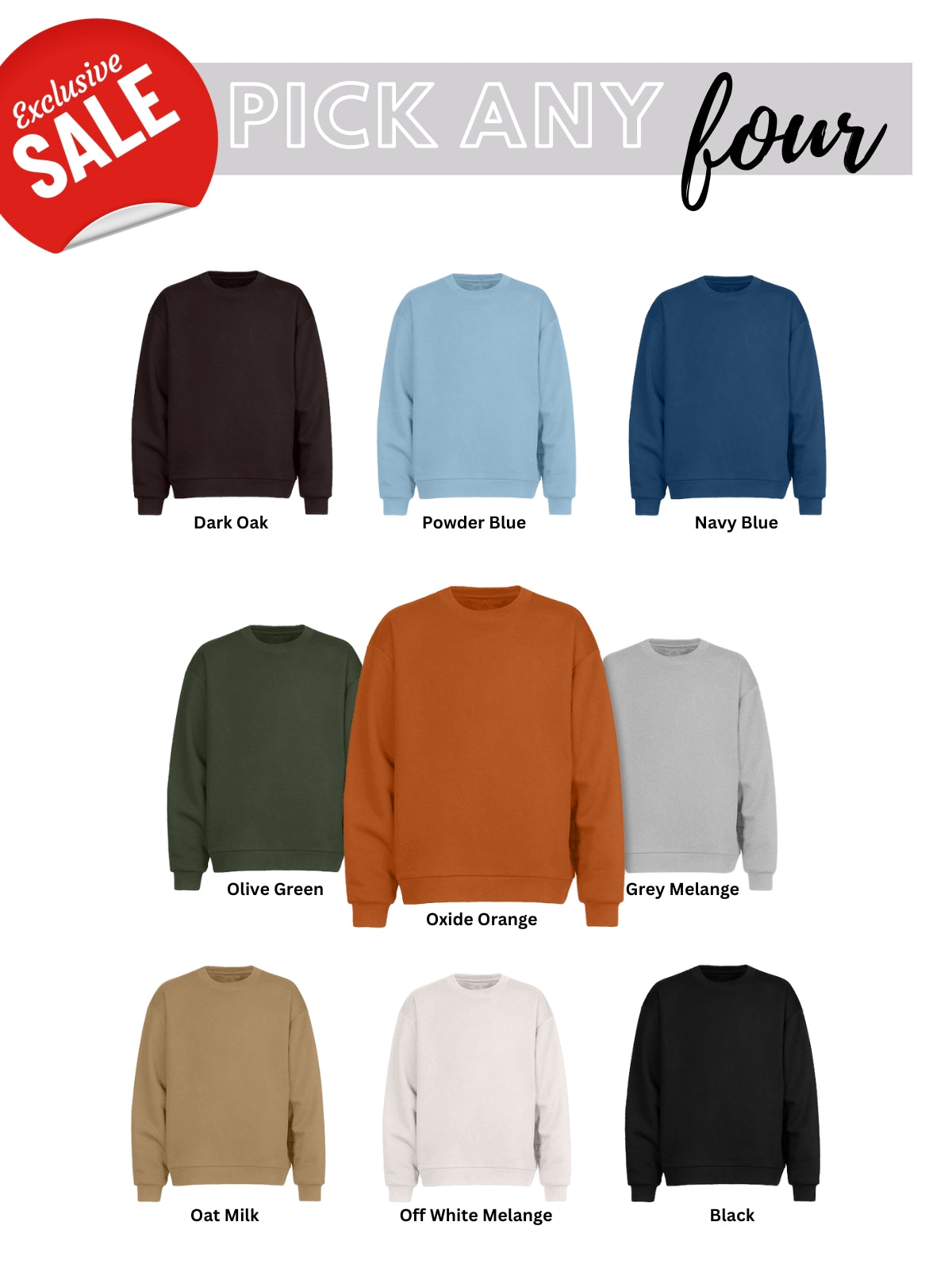 Pack of 4 Classic Sweatshirt Combo