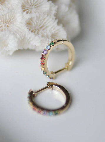 rainbow gemstone hoop earrings