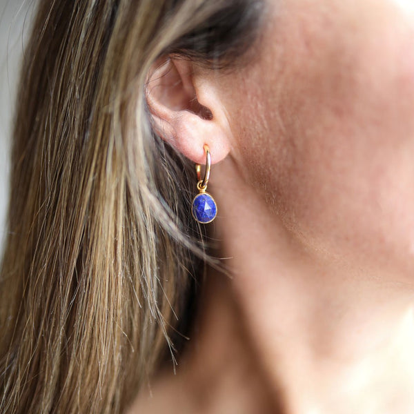 hoop earrings with gemstone drops