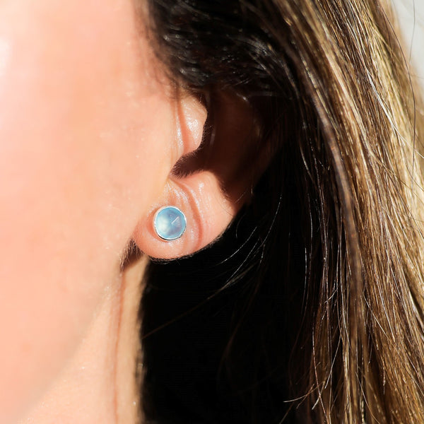 silver gemstone stud earring