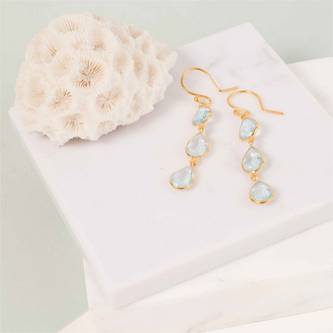 Blue Topaz Gold Earrings