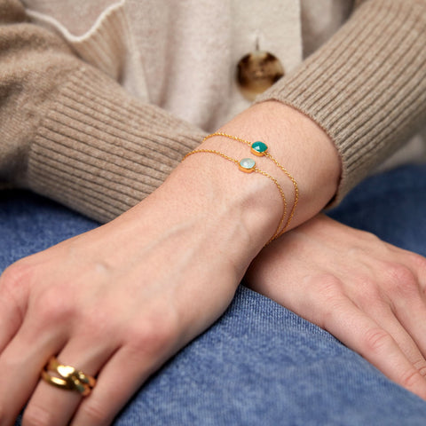 Chalcedony-Chrysoprase-Gold-Bracelets