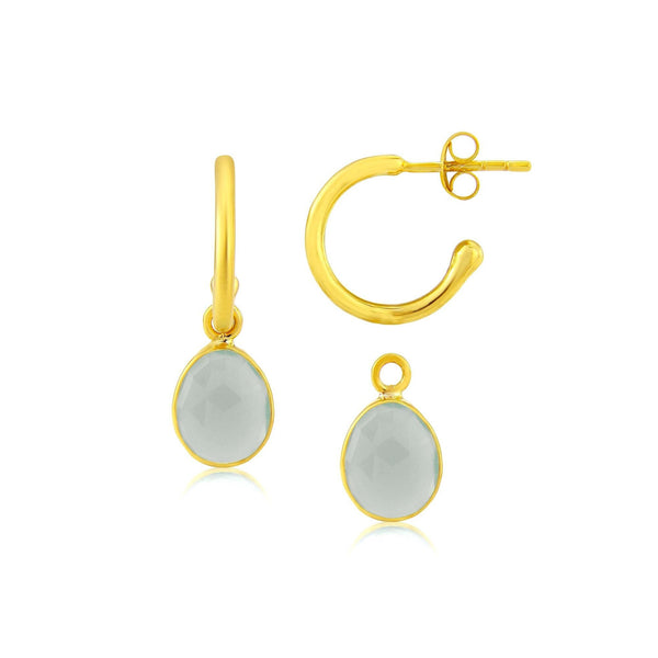 Earrings - Manhattan Gold & Aquamarine Interchangeable Gemstone Drops